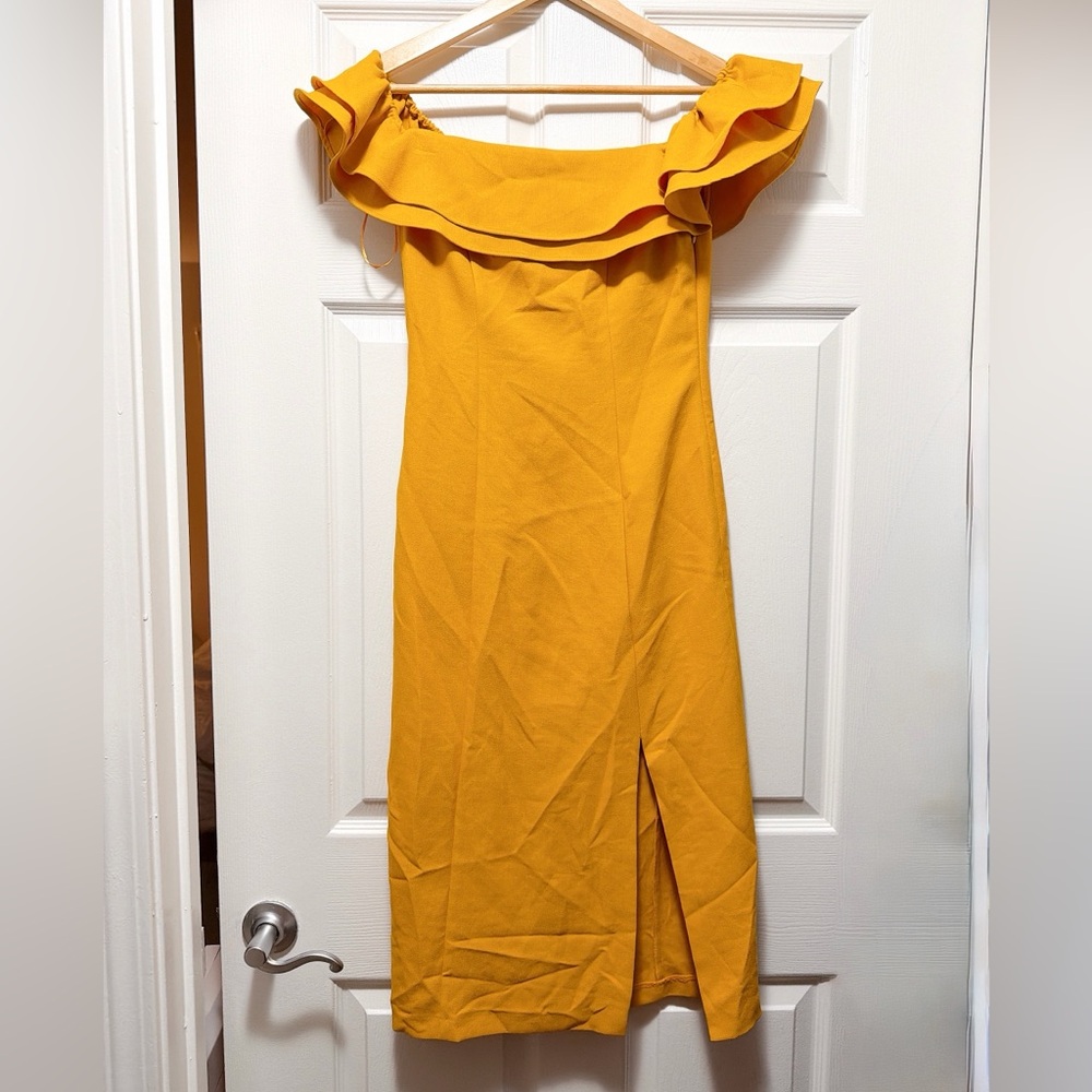 Topshop Mustard One Shoulder Dress